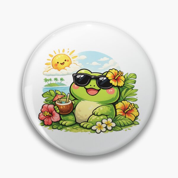 Item preview, Kawaii frog on tropical vacation designed and sold by FroggyOnly.