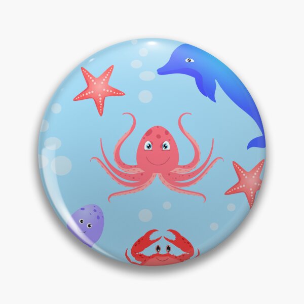 Item preview, Sea children's seamless pattern with sea creatures designed and sold by SVITANOK.