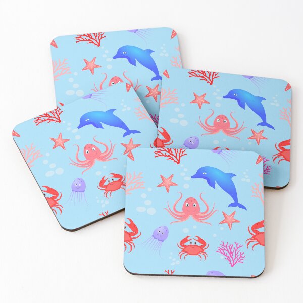 Item preview, Sea children's seamless pattern with sea creatures designed and sold by SVITANOK.
