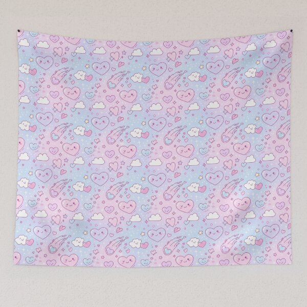 Item preview, Whimsical Hearts and Clouds Pattern designed and sold by StickVerse by Owais.