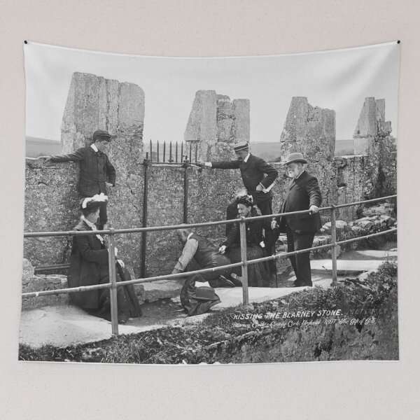 Item preview, Ireland Kissing The Blarney Stone 1897 Vintage Irish Photo (Colorized) designed and sold by theflandonian.