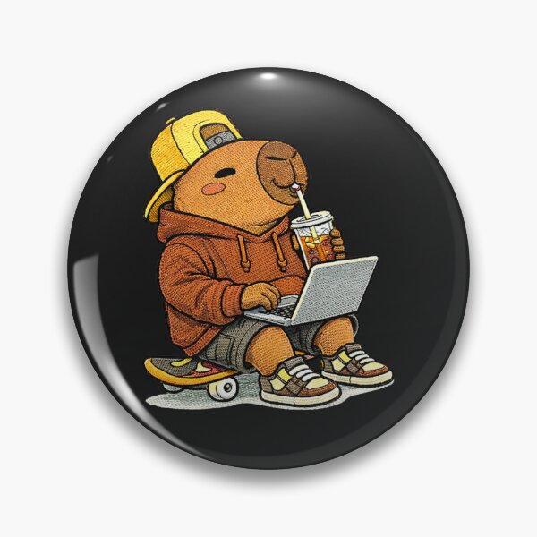 Item preview, Laptop Work Capybara – Cute Kawaii Remote Work Capybara With Coffee Embroidered Patch Style designed and sold by ColorSplash123.