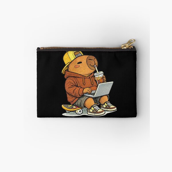 Item preview, Laptop Work Capybara – Cute Kawaii Remote Work Capybara With Coffee Embroidered Patch Style designed and sold by ColorSplash123.