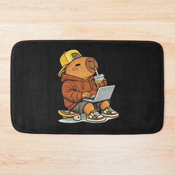 Item preview, Laptop Work Capybara – Cute Kawaii Remote Work Capybara With Coffee Embroidered Patch Style designed and sold by ColorSplash123.