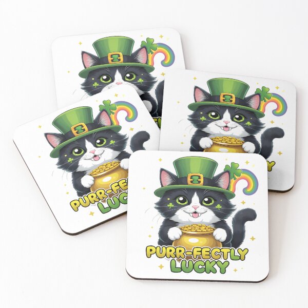 Item preview, Purr-fectly Lucky Shamrock Cat - St. Patrick's Day Black Cat Sticker & Tee designed and sold by nuwanari.