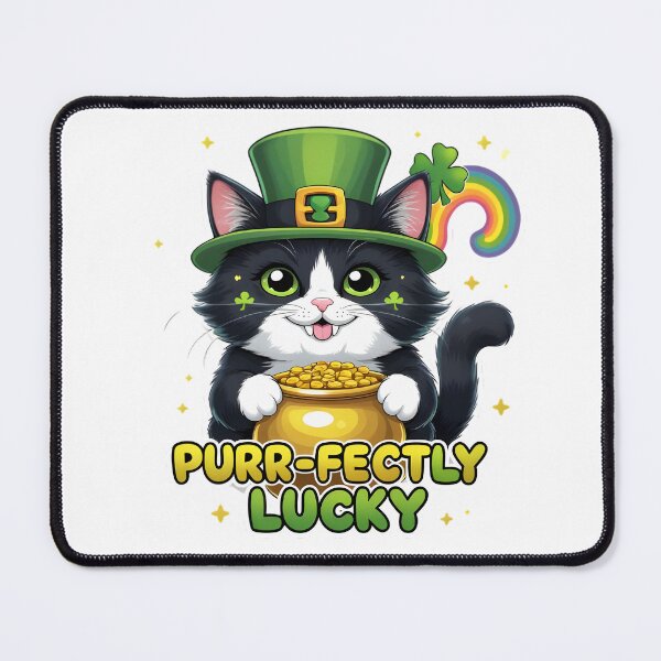 Item preview, Purr-fectly Lucky Shamrock Cat - St. Patrick's Day Black Cat Sticker & Tee designed and sold by nuwanari.