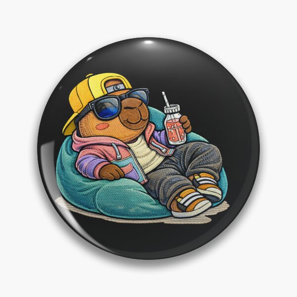 Item preview, Lazy Weekend Capybara – Cute Kawaii Chill Capybara Streetwear Embroidered Patch Style designed and sold by ColorSplash123.