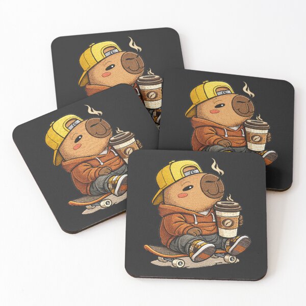 Item preview, Coffee Lover Capybara On Skateboard – Cute Kawaii Chill Capybara Embroidered Patch Style designed and sold by ColorSplash123.
