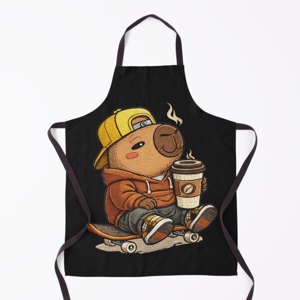 Item preview, Coffee Lover Capybara On Skateboard – Cute Kawaii Chill Capybara Embroidered Patch Style designed and sold by ColorSplash123.