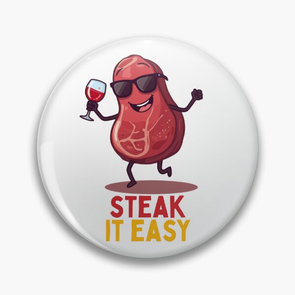 Item preview, Funny Steak It Easy Kawaii Food Pun designed and sold by PunTeestic.