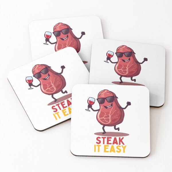 Item preview, Funny Steak It Easy Kawaii Food Pun designed and sold by PunTeestic.
