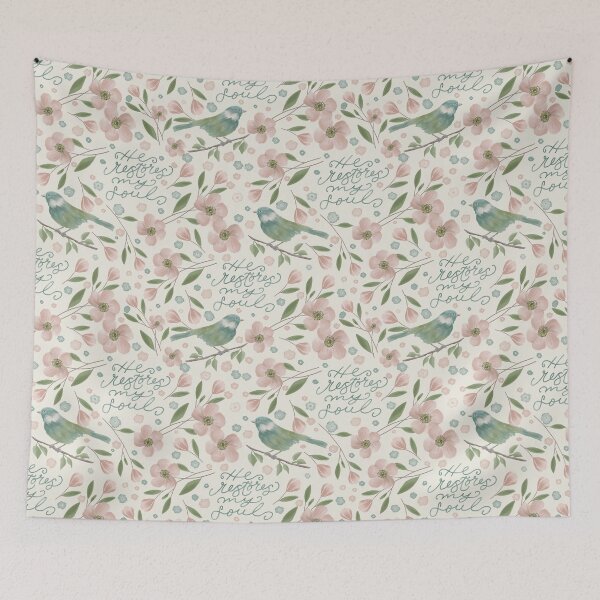 Item preview, He Restores My Soul Botanical Spring Pattern  designed and sold by SimplyPut.