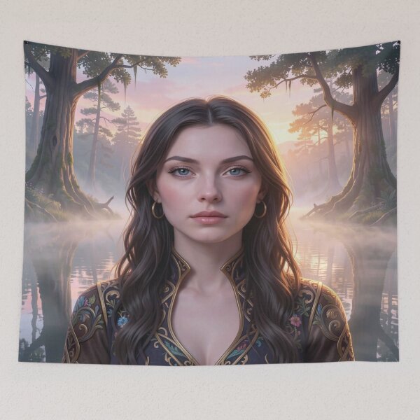 Item preview, Mystic Forest Portrait Art – Dreamy Sunrise Mood and Enchanted Nature Vibes designed and sold by FotoworldEdel.