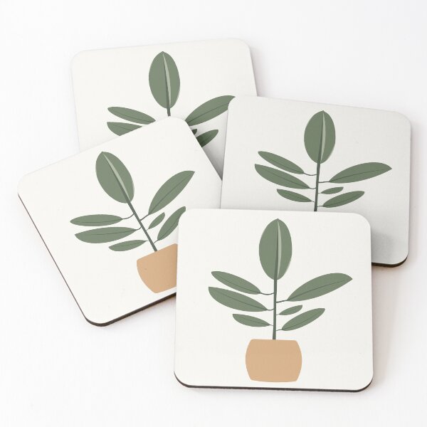Item preview, Minimalist Rubber Plant in Pot - Modern Flat Design Botanical Art designed and sold by The Flat Lab.