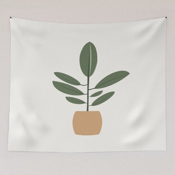 Item preview, Minimalist Rubber Plant in Pot - Modern Flat Design Botanical Art designed and sold by The Flat Lab.