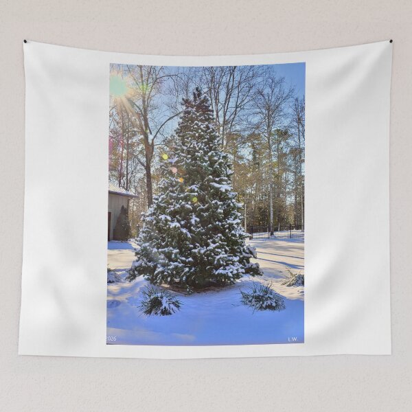 Item preview, Sunlit Snowy Evergreen Tree designed and sold by LisaWootenPhoto.