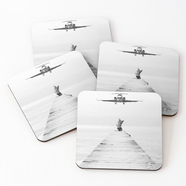 Item preview, Steady As She Goes 3; aircraft coming in for an island landing black and white photography- photographs designed and sold by Astrid Arkhangelsky.