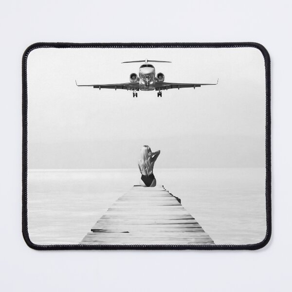 Item preview, Steady As She Goes 3; aircraft coming in for an island landing black and white photography- photographs designed and sold by Astrid Arkhangelsky.