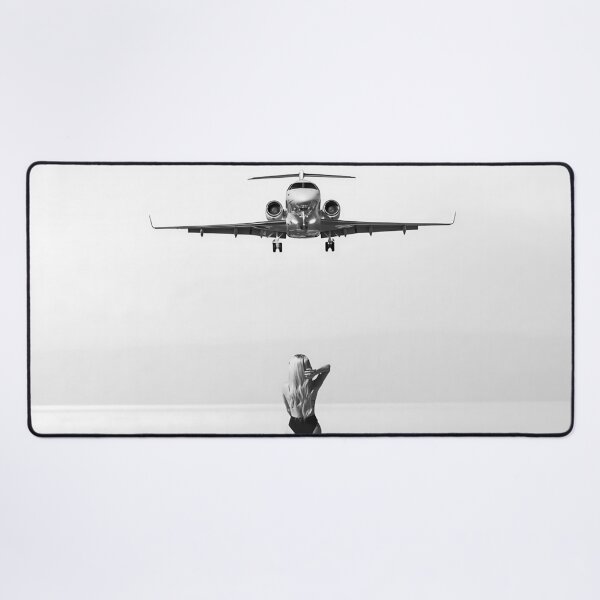 Item preview, Steady As She Goes 3; aircraft coming in for an island landing black and white photography- photographs designed and sold by Astrid Arkhangelsky.