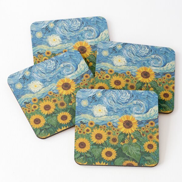 Item preview, Starry Sky Over Sunflower Field Painting designed and sold by ThreadnovaX24.