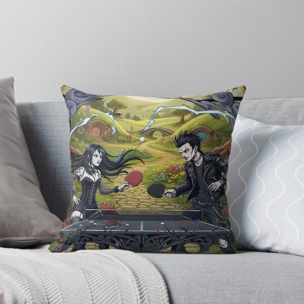 Item preview, Goth Table Tennis Fantasy T-Shirt - Emo Punk Ping Pong Battle In The Shire Art designed and sold by OhMyPingCo.
