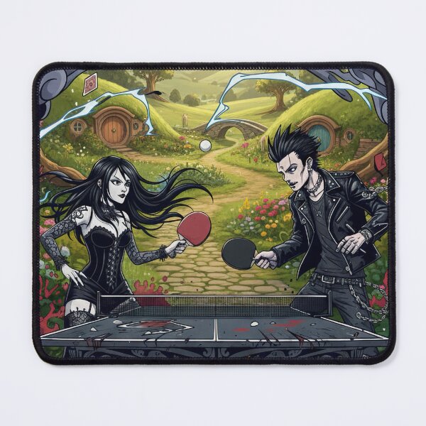 Item preview, Goth Table Tennis Fantasy T-Shirt - Emo Punk Ping Pong Battle In The Shire Art designed and sold by OhMyPingCo.