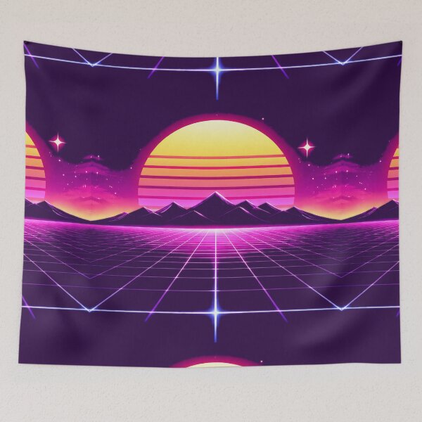 Item preview, Neon Retro Sunset Synthwave Horizo designed and sold by Sadia  Jannat.