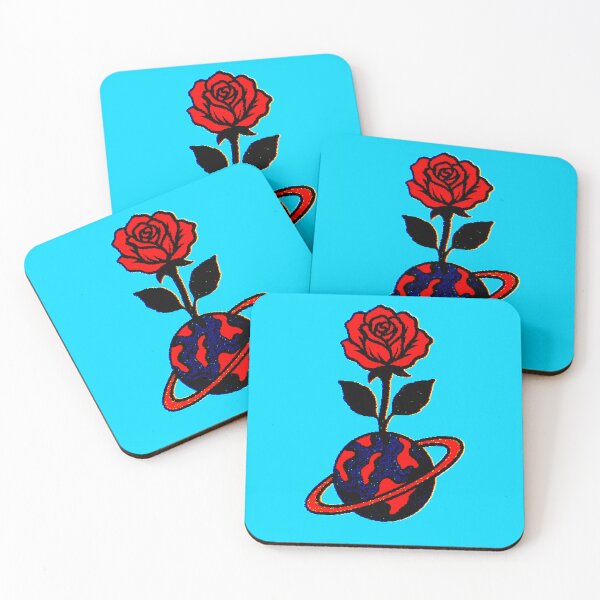 Item preview, Stylized rose on a small planet, retro video game illustration  designed and sold by Moonshroomarts.