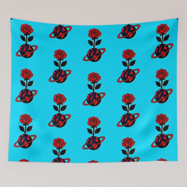 Item preview, Stylized rose on a small planet, retro video game illustration  designed and sold by Moonshroomarts.