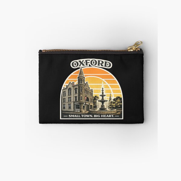 Item preview, Oxford New York Retro Town Hall & Fountain – Small Town Big Heart Vintage Sunset designed and sold by Laughprints.
