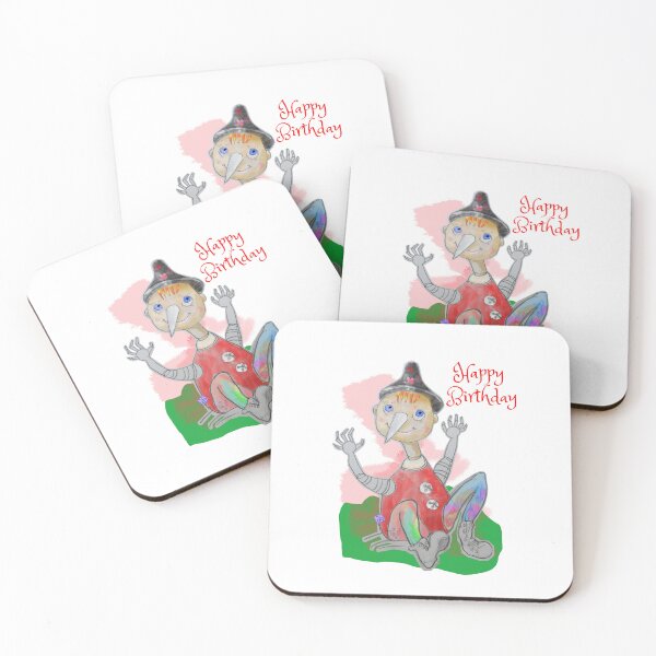 Item preview, Happy Birthday Playing Wood PINOCCHIO (Original Drawing by ACCI) designed and sold by VanyssaGraphics.