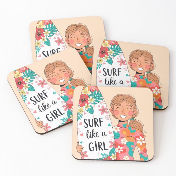 Item preview, Surf Like a Girl – Smiling Surfer Girl with Board designed and sold by Sea Gem.