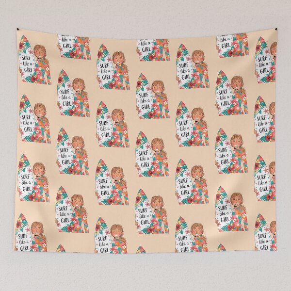 Item preview, Surf Like a Girl – Smiling Surfer Girl with Board designed and sold by Sea Gem.