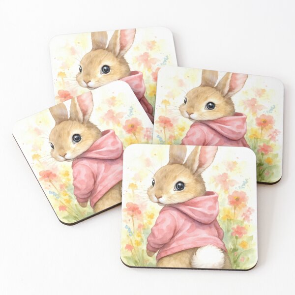 Item preview, Watercolor Bunny in a Pink Hoodie designed and sold by Maria Dryfhout.