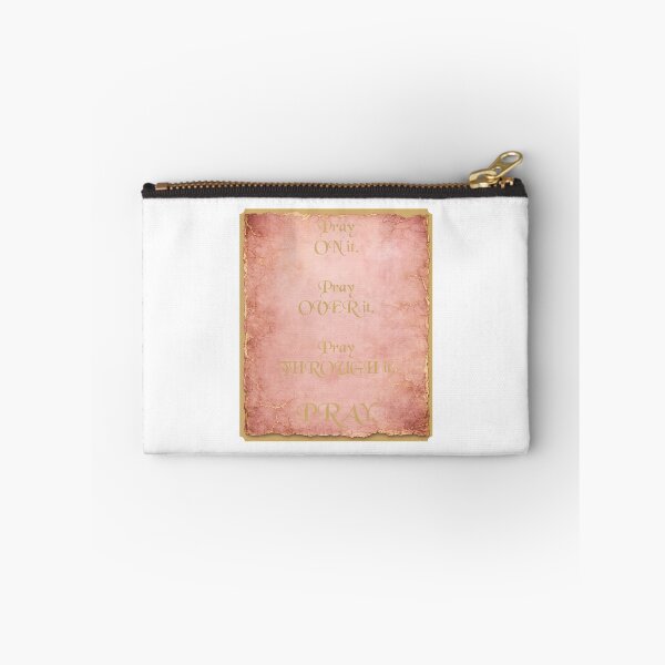 Item preview, Pray On It Pray Over It Pray Through It Pink Parchment Wall Art, Gold Script Christian Inspirational Quote, Baptism Keepsake Dedicated to Jubilee and Glory designed and sold by TerScott.