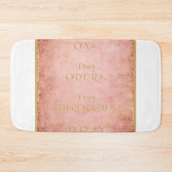 Item preview, Pray On It Pray Over It Pray Through It Pink Parchment Wall Art, Gold Script Christian Inspirational Quote, Baptism Keepsake Dedicated to Jubilee and Glory designed and sold by TerScott.