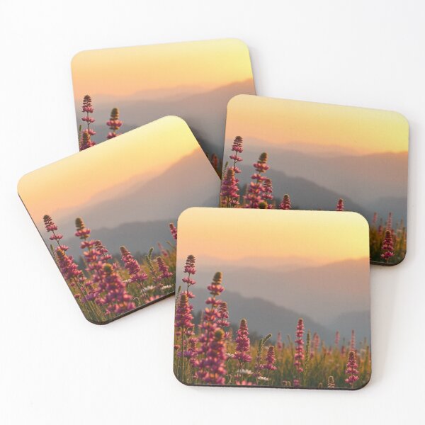 Item preview, Golden sunset over wildflower meadow mountains designed and sold by Vida e Arte.