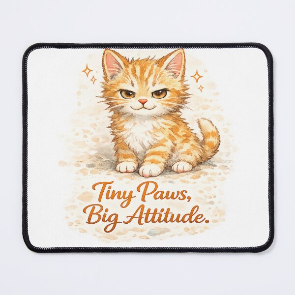 Item preview, Tiny Paws, Big Attitude – Cute Watercolor Confident Kitten Illustration designed and sold by Nusha Creations.