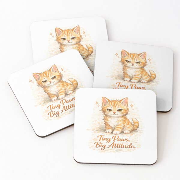 Item preview, Tiny Paws, Big Attitude – Cute Watercolor Confident Kitten Illustration designed and sold by Nusha Creations.