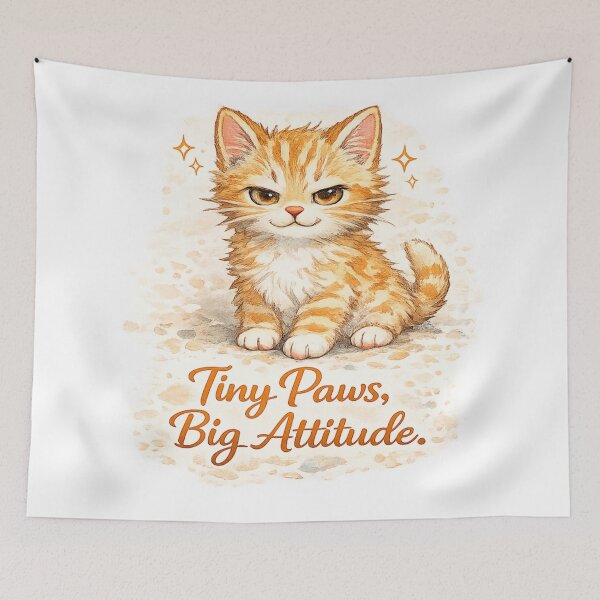 Item preview, Tiny Paws, Big Attitude – Cute Watercolor Confident Kitten Illustration designed and sold by Nusha Creations.