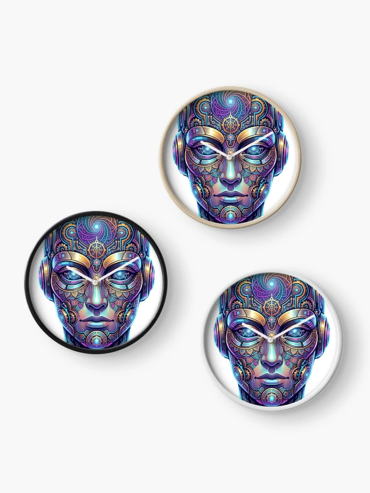Thumbnail 3 of 4, Clock, Robot face. designed and sold by PP&RAINBOW SHOP.