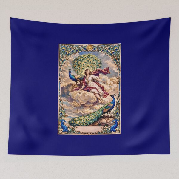 Item preview, Art Nouveau Peacock Goddess Poster – Mucha Style Celestial Woman with Peacocks designed and sold by EmiliaBassano.