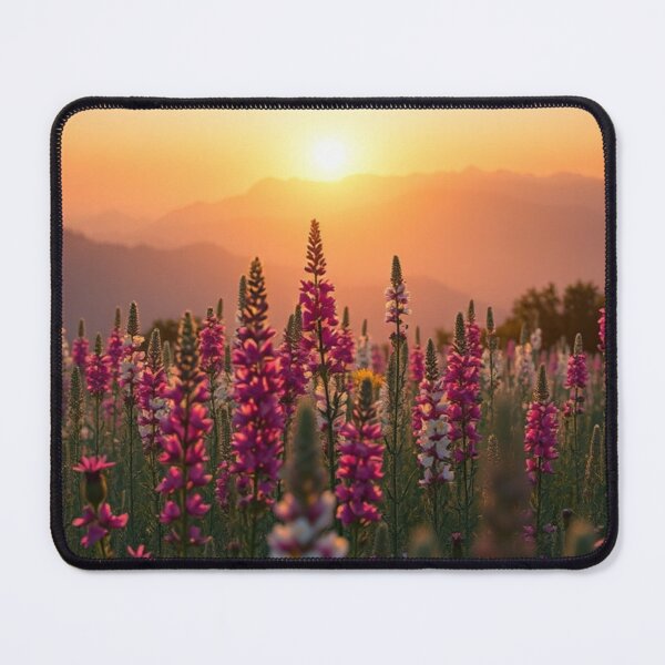 Item preview, Sunset wildflower meadow with mountain backdrop designed and sold by Vida e Arte.