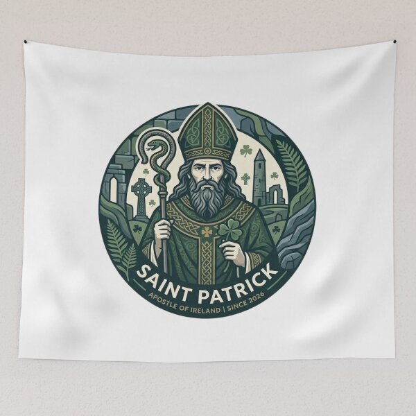 Item preview, Saint Patrick Apostle of Ireland - Vintage Celtic Heritage Illustration designed and sold by Wear Sculpt.
