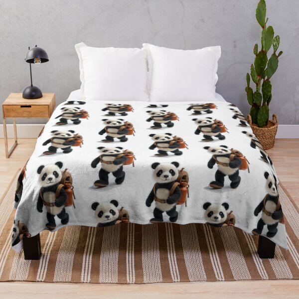 Item preview, Cute Panda Bear Hiking with Brown Backpack designed and sold by Fikuall.