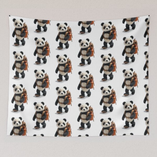 Item preview, Cute Panda Bear Hiking with Brown Backpack designed and sold by Fikuall.