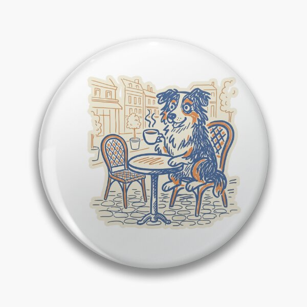 Item preview, Australian Shepherd Dog Drinking Coffee at Outdoor Cafe designed and sold by TeeARTHY.