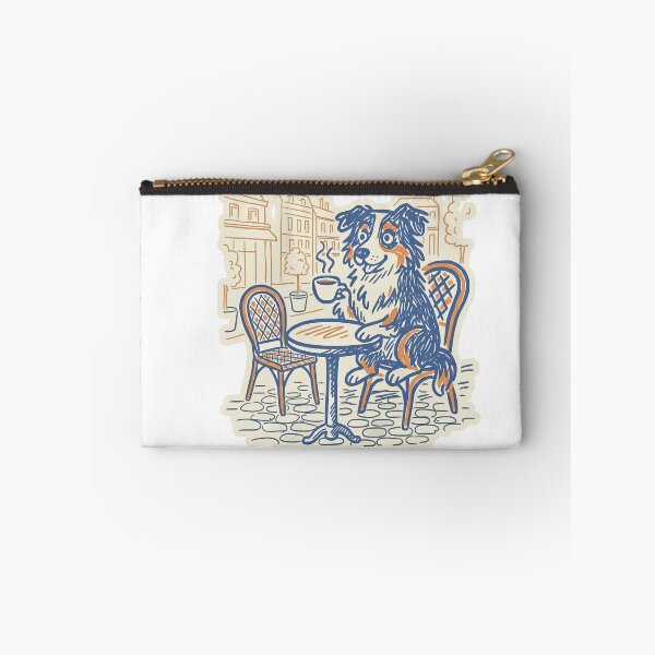 Item preview, Australian Shepherd Dog Drinking Coffee at Outdoor Cafe designed and sold by TeeARTHY.