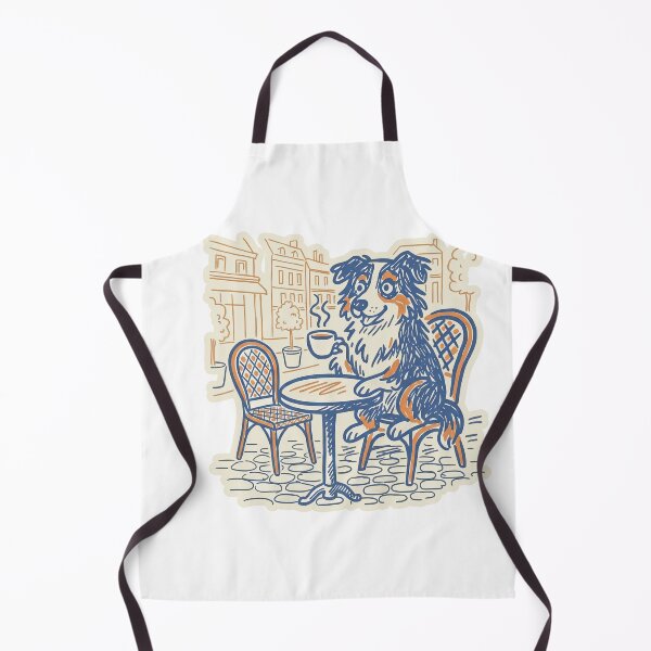 Item preview, Australian Shepherd Dog Drinking Coffee at Outdoor Cafe designed and sold by TeeARTHY.
