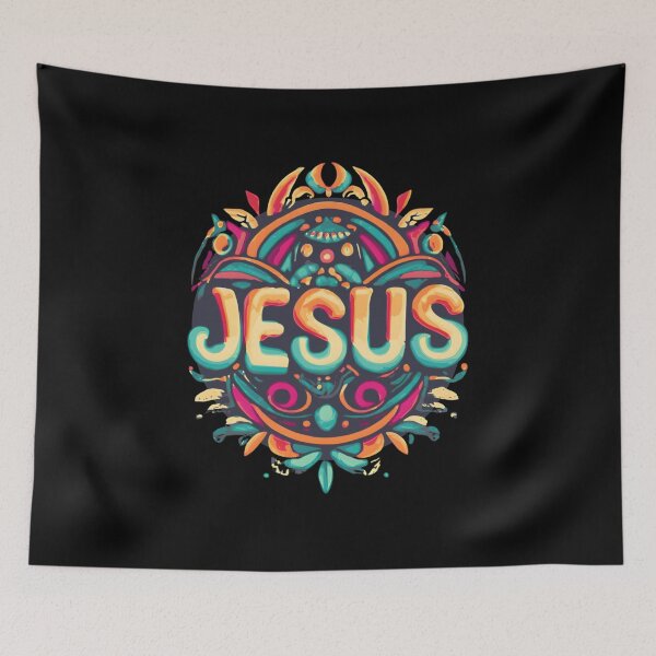 Item preview, Jesus Mandala Art – Vibrant Christian Faith Design in Bold Tribal Style designed and sold by GFamilyC.